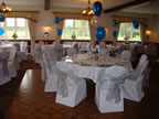 Pyewipe Inn, White Chair Cover Silver Organza Sash